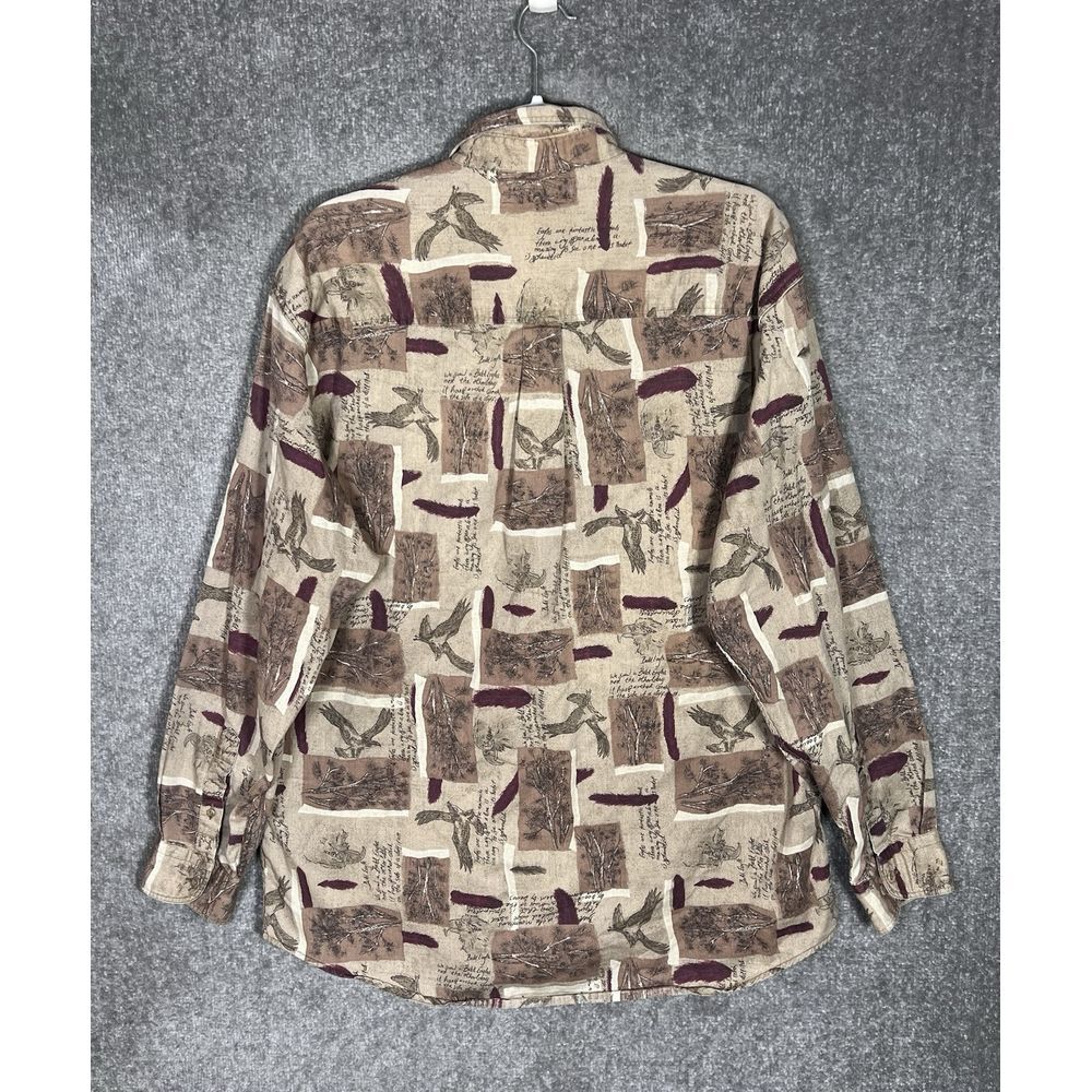 Woolrich BALD EAGLE Feather Shirt Mens Size Large Tan Long Sleeve‎ Button Down - Picture 2 of 7